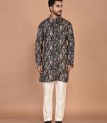 Men's floral printed cotton straight  kurta