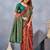 Orange green soft silk blend banarasi jacuard work designer party wear saree with unstitched blouse piece