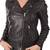 women's black premium lambskin leather jacket asymmetrical zip closure distinctive