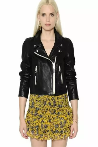 women's black premium lambskin leather jacket asymmetrical zip closure luxury