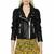 women's black premium lambskin leather jacket asymmetrical zip closure luxury