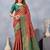 Orange green soft silk blend banarasi jacuard work designer party wear saree with unstitched blouse piece