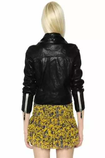 women's black premium lambskin leather jacket asymmetrical zip closure luxury