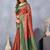 Orange green soft silk blend banarasi jacuard work designer party wear saree with unstitched blouse piece