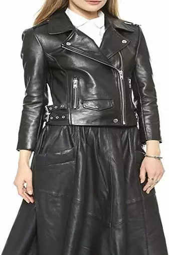 women's black premium lambskin leather jacket asymmetrical zip closure deluxe