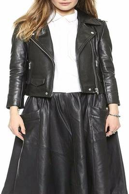 women's black premium lambskin leather jacket asymmetrical zip closure deluxe 2