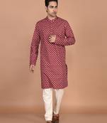 Men's floral printed cotton straight  kurta