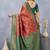 Orange green soft silk blend banarasi jacuard work designer party wear saree with unstitched blouse piece