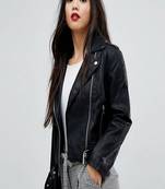 women's black premium lambskin leather jacket adjustable belted waist authentic