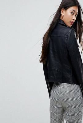 women's black premium lambskin leather jacket adjustable belted waist authentic 4