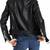 Women’s black  lambskin leather jacket -asymmetrical  zipper detail & waist belt style