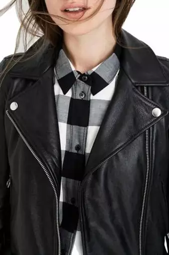 women's black premium lambskin leather jacket asymmetrical zip closure elite