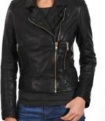 Women’s black  lambskin leather jacket -zipper detail & stylish look