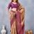 Beige wine soft silk blend banarasi jacuard work designer party wear saree with unstitched blouse piece