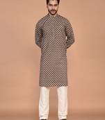Men's floral printed cotton straight  kurta