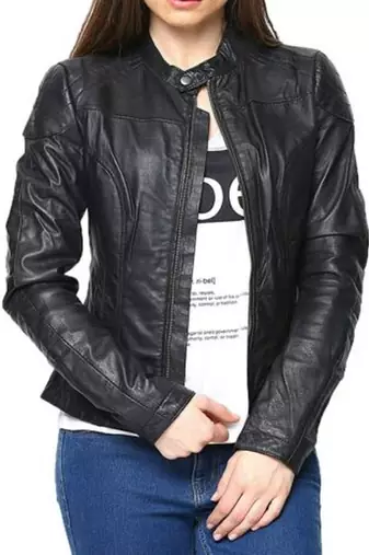 women's black lambskin leather jacket classic zip up style premium stylish