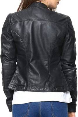 women's black lambskin leather jacket classic zip up style premium stylish 2