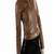 Women’s brown lambskin leather jacket -asymmetrical  zipper detail & waist belt style