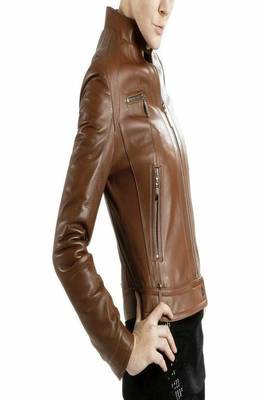 women's brown premium lambskin leather jacket asymmetrical zip closure modern 2