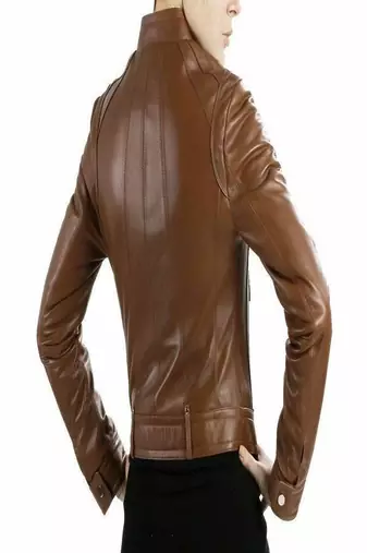 women's brown premium lambskin leather jacket asymmetrical zip closure modern