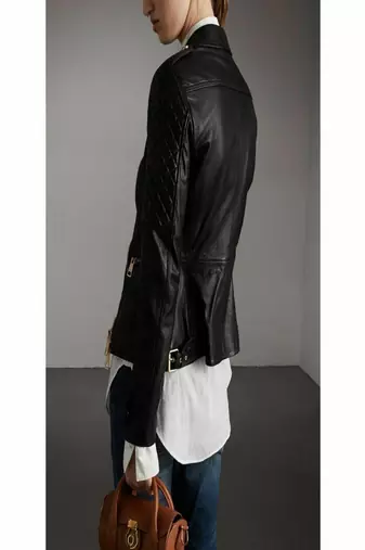 women's black lambskin leather jacket classic zip up style premium authentic