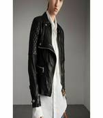 women's black lambskin leather jacket classic zip up style premium authentic