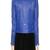 Women’s blue lambskin leather jacket -asymmetrical zipper detail stylish look