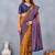 Mustard blue soft silk blend banarasi jacuard work designer party wear saree with unstitched blouse piece