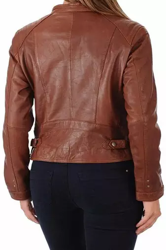 women's dark brown lambskin leather jacket classic zip up style
