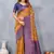 Mustard blue silk blend banarasi saree with unstitched blouse piece