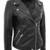 Women’s black lambskin leather jacket -asymmetrical zipper detail stylish look