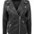 Women’s black lambskin leather jacket -asymmetrical zipper detail stylish look