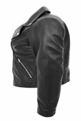 women's black premium lambskin leather jacket asymmetrical zip closure signature 4