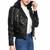 Women’s black lambskin leather jacket -asymmetrical zipper& button  detail stylish look