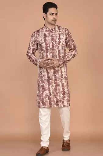 Men's abstract printed straight cotton kurta
