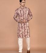 Men's abstract printed straight cotton kurta