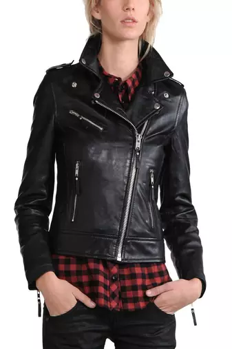 women's black premium lambskin leather jacket asymmetrical zip closure special
