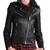 Women’s black lambskin leather jacket -asymmetrical zipper& button  detail stylish look