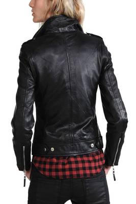 women's black premium lambskin leather jacket asymmetrical zip closure special 2