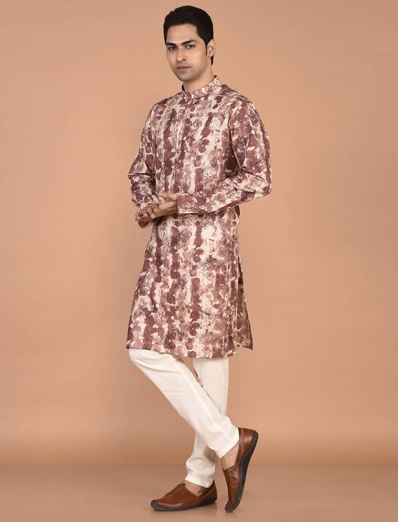 Men's abstract printed straight cotton kurta