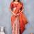 Orange soft silk blend banarasi jacuard work designer party wear saree with unstitched blouse piece