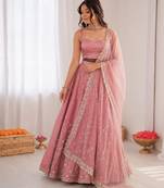 onion pink jatan silk coding sequin lehenga choli set