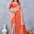 Orange soft silk blend banarasi jacuard work designer party wear saree with unstitched blouse piece