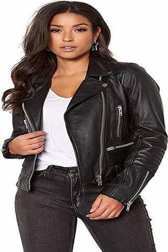 women's black premium lambskin leather jacket asymmetrical zip closure original
