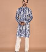 Men's abstract printed straight cotton kurta