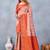 Orange soft silk blend banarasi jacuard work designer party wear saree with unstitched blouse piece