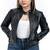 women's black premium lambskin leather jacket quilted shoulder detailing exclusive