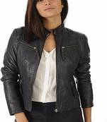 women's black lambskin leather jacket classic zip up style premium refined
