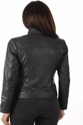 women's black lambskin leather jacket classic zip up style premium refined 2