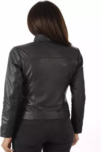 women's black lambskin leather jacket classic zip up style premium refined